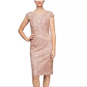 Alex Evenings Rose Gold Sequins Embroidered Dress
